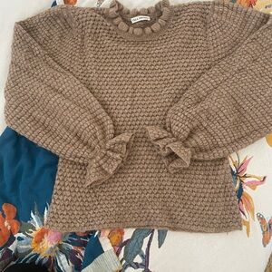 Ulla Johnson Tan Chunky Knit Crew Neck Sweater